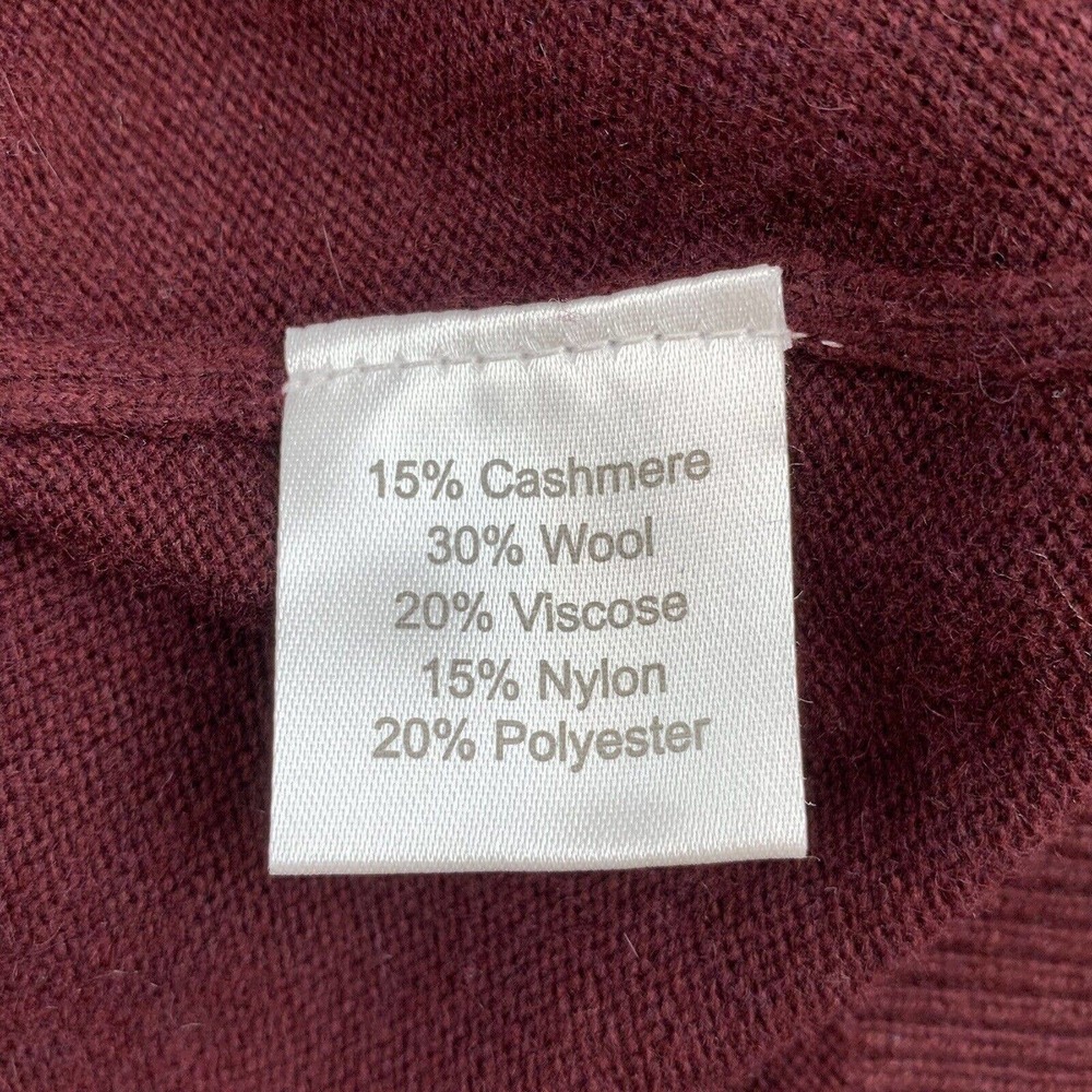 Kallspin Mens Cashmere And Wool Blend V - Neck Sweater. Size Large. Dark‎ Maroon - Picture 6 of 7
